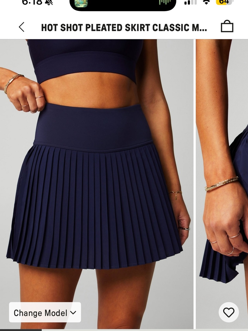 Fabletics Classic Pleated Skirt - Navy